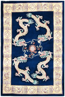 100% Wool Blue Premier Superwashed Chinese Rug Design Handknotted in China with a 25mm pile Image 2