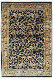 100% Wool Blue Very Fine Indo Persian Rug Design Handknotted in India with a 12mm pile Image 2
