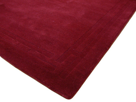 100% Wool Red Lippa Plain Carved Indian Rug Design Handtufted in India with a 13mm pile Image 4