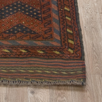 100% Wool Rust Afghan Mushwani Tribal Rug AMU045000 263x73 Handknotted in Afghanistan with a 8mm pile Image 2