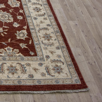 100% Wool Red Afghan Veg Dye Rug AVE022070 277 x 178 Handknotted in Afghanistan with a 5mm pile Image 2