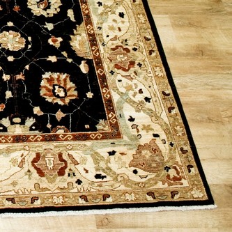 100% Wool Black Afghan Veg Dye Rug AVE025073 280 x 239 Handknotted in Afghanistan with a 6mm pile Image 2