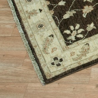 100% Wool Brown Afghan Veg Dye Rug AVE048053 3.55 x .83 Handknotted in Afghanistan with a 6mm pile Image 2