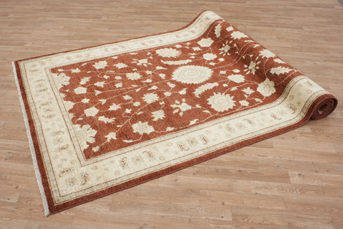 100% Wool Red Afghan Veg Dye Rug AVE058070 413x158 Handknotted in Afghanistan with a 5mm pile