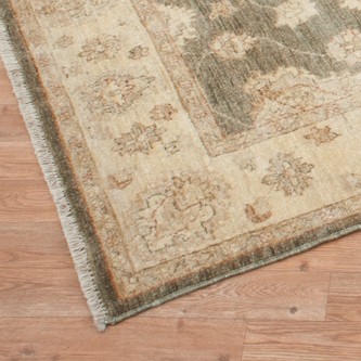 100% Wool Green Afghan Veg Dye Rug AVE059091 345x148 Handknotted in Afghanistan with a 5mm pile Image 2