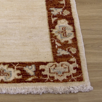 100% Wool Cream Afghan Plain Veg Rug AVP006082 .54 x .85 Handknotted in Afghanistan with a 6mm pile Image 2