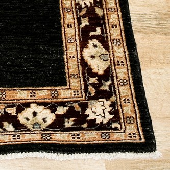 100% Wool Black Afghan Plain Veg Rug AVP013027 148 x 88 Handknotted in Afghanistan with a 6mm pile Image 2