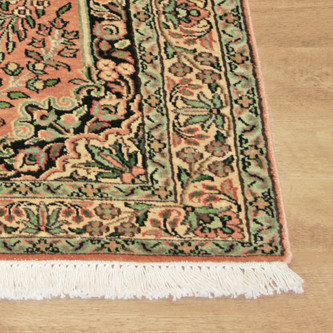 100% Silk Black Kashmiri Silk Rug KSK006073 94 x 63 Handknotted in Kashmir with a 5mm pile Image 2