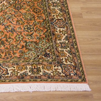 100% Silk Rose Kashmiri Silk Rug KSK009095 1.24 x .80 Handknotted in Kashmir with a 5mm pile Image 2