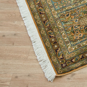 100% Silk Multi Kashmiri Silk Rug KSK045036 285 x 82 Handknotted in Kashmir with a 5mm pile Image 2