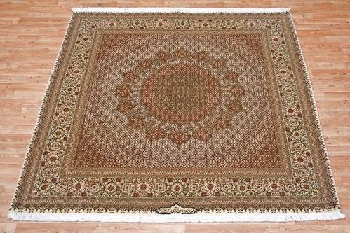 100% Wool Multi Persian Mahi Tabriz Rug PMT093M75 2.02 x 2.01 Handknotted in Iran with a 12mm pile