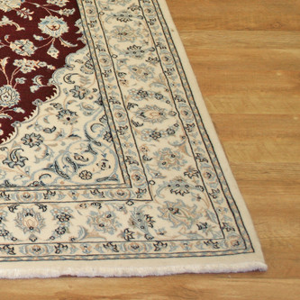 100% Wool Red Persian Nain Rug PNA021052 252 x 170 Handknotted in Iran with a 12mm pile Image 2