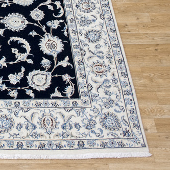 100% Wool Blue Persian Nain Rug PNA023F46 2.97 x 2.00 Handknotted in Iran with a 12mm pile Image 2