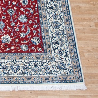 100% Wool Red Persian Nain Rug PNA025F52 3.02 x 2.49 Handknotted in Iran with a 12mm pile Image 2