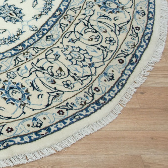 100% Wool Cream Persian Nain Rug PNA076044 193 x 193 Handknotted in Iran with a 12mm pile Image 2