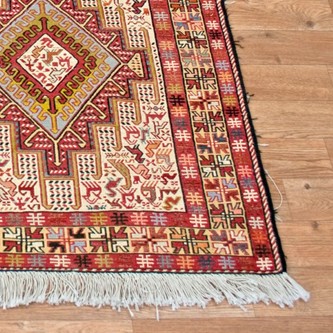 100% Wool Cream Persian Souzami Kelim Rug PSO019000 1.97 x 1.22 Handknotted in Iran with a 6mm pile Image 2
