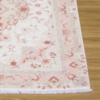 100% Wool Cream Persian Tabriz Rug PTA014FIN 1.49 x 1.03 Handknotted in Iran with a 10mm pile Image 2