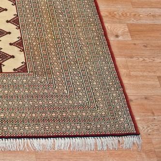 100% Wool Cream Persian Turkman Rug PTU018000 1.90 x 1.42 Handknotted in Iran with a 10mm pile Image 2