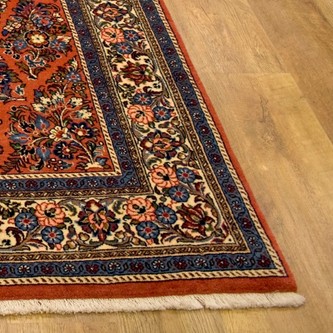 100% Wool Rust Persian Sarouk Rug SAR021000 251 x 158 Handknotted in Iran with a 16mm pile Image 2