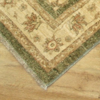 100% Wool Green Afghan Veg Dye Rug AVE048091 3.55 x .78 Handknotted in Afghanistan with a 6mm pile Image 2
