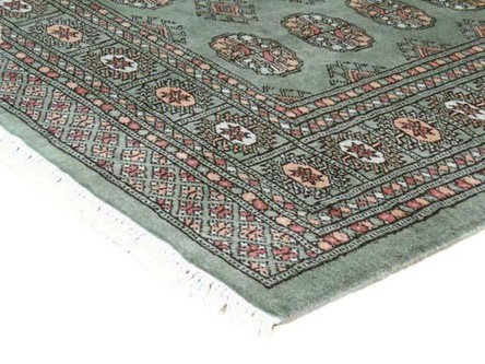 100% Wool Green Fine Pakistan Bokhara Rug Design Handknotted in Pakistan with a 10mm pile Image 3