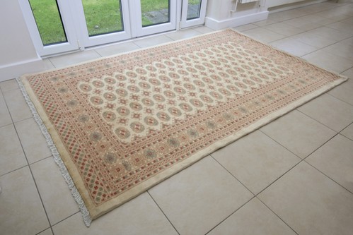 100% Wool Cream Fine Pakistan Bokhara Rug Design Handknotted in Pakistan with a 10mm pile