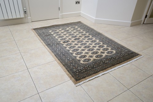 100% Wool Beige Fine Pakistan Bokhara Rug Design Handknotted in Pakistan with a 10mm pile