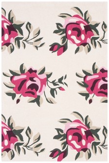 100% Wool Cream Ella Claire Exclusive Indian Rug Handmade in India with a 18mm pile Image 2