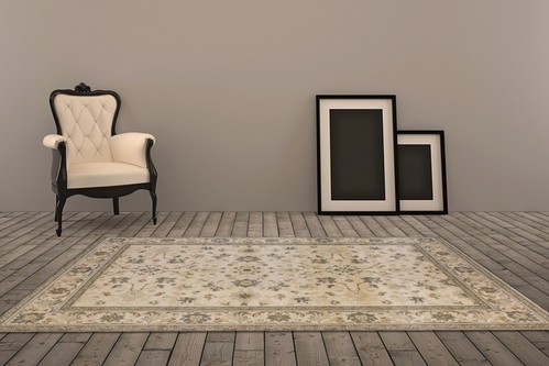 100% Wool Cream Kashimar Woven Rug Design Machine Woven in Egypt with a 12mm pile