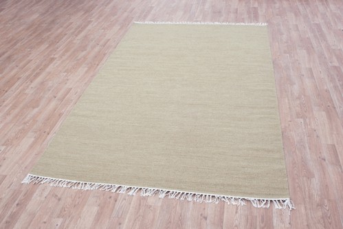 Wool woven onto Cotton Gold Indian Dhurrie Rug Handmade in India with a 5mm pile