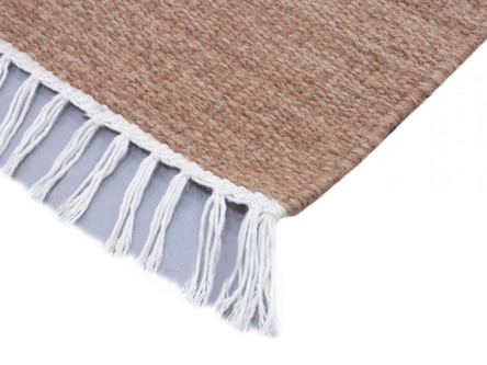 Wool woven onto Cotton Brown Indian Dhurrie Rug Handmade in India with a 5mm pile Image 3