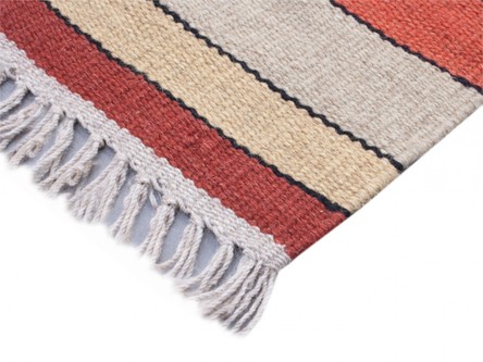 Wool woven onto Cotton Multi Indian Kelim Rug Handmade in India with a 5mm pile Image 4
