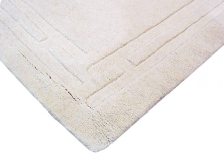 100% Wool Cream Lippa Plain Carved Indian Rug Design Handtufted in India with a 13mm pile Image 3