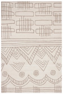 100% WOOL Cream Moroccan Style Tribal Rug Handmade in India with a pile Image 2