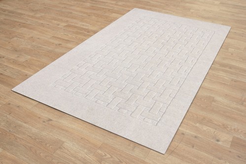 100% Wool Cream Indian Mahal Basket Weave Design Handmade in India with a 18mm pile