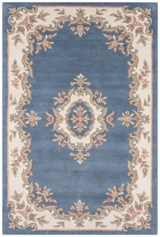 100% Wool Blue Emperor Indian Rug Design HPR010 newspaper offer Handmade in India with a 15mm pile