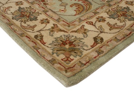 100% Wool Green Indo Keshan Rug Design Handmade in India with a 15mm pile Image 3