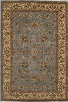 100% Twisted Argentine Wool Blue Jaipur Gazni Indian Rug Design Handknotted in India with a 12mm pile Image 2