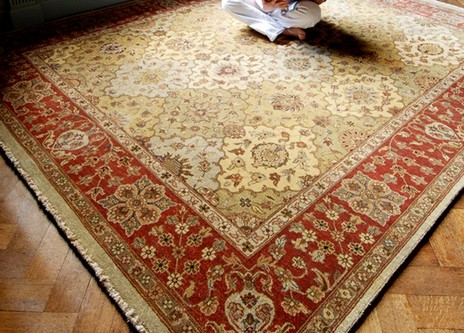 100% Twisted Argentine Wool Multi Jaipur Gazni Indian Rug Design Handknotted in India with a 12mm pile