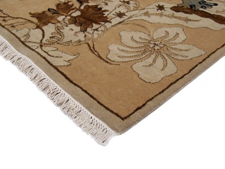 20% Silk / 80% Wool Gold IJS Indian Jaipur Silk Mix Handknotted in India with a 18mm pile Image 3