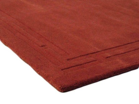 100% Wool Rust Lippa Plain Carved Indian Rug Design Handtufted in India with a 13mm pile Image 4