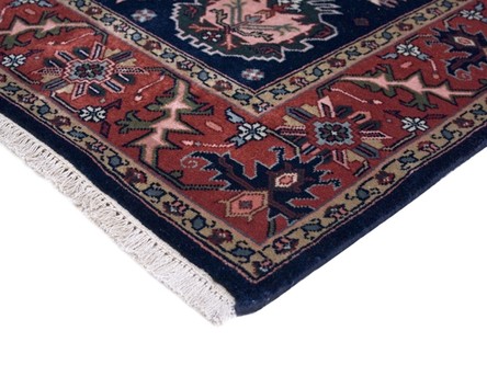 100% Wool Blue Indo Persian Shervan Rug Design Handknotted in India with a 15mm pile Image 3