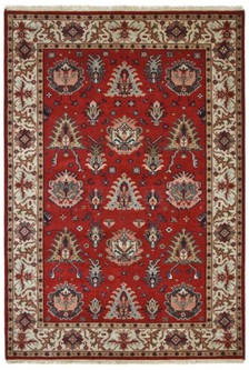 100% Wool Red Indo Persian Shervan Rug Design Handknotted in India with a 15mm pile Image 2