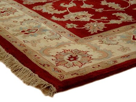 100% Wool Red Indo Persian Keshan Rug Design Handknotted in India with a 15mm pile Image 3