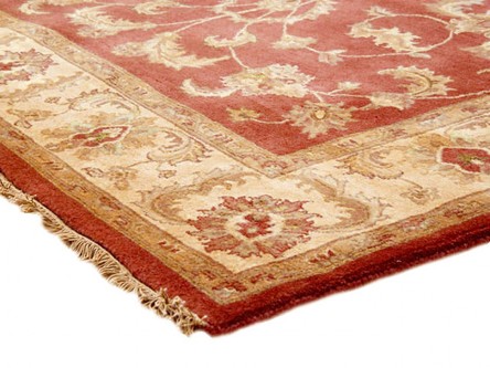 100% Wool Rust Indo Persian Keshan Rug Design Handknotted in India with a 15mm pile Image 3