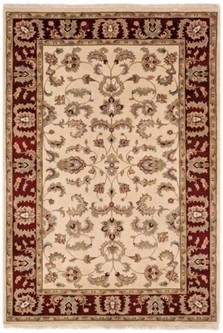 100% Wool Cream Indo Persian Keshan Rug Design Handknotted in India with a 15mm pile Image 2