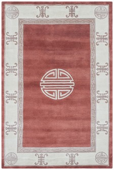 100% Wool Rust Fu Shou Super Washed Rug Handknotted in India with a 18mm pile Image 2