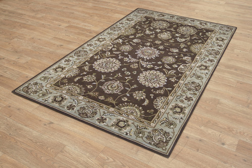 95% Wool / 5% Silk Brown Royal Yelmi Rug Design Handtufted in China with a 12mm pile