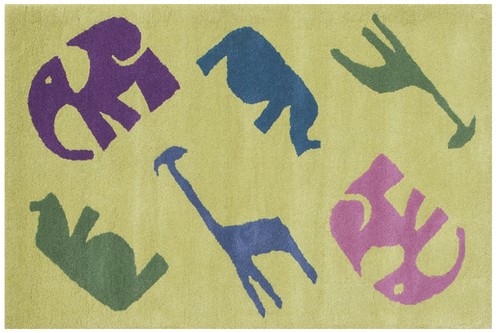 100% Wool Multi Kids Rug Yellow Jungle LKI015 Handmade in India with a 15mm pile Image 2