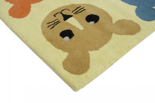 100% Wool Multi Kids Rug Animal Face LKI018 Handmade in India with a 15mm pile Image 3